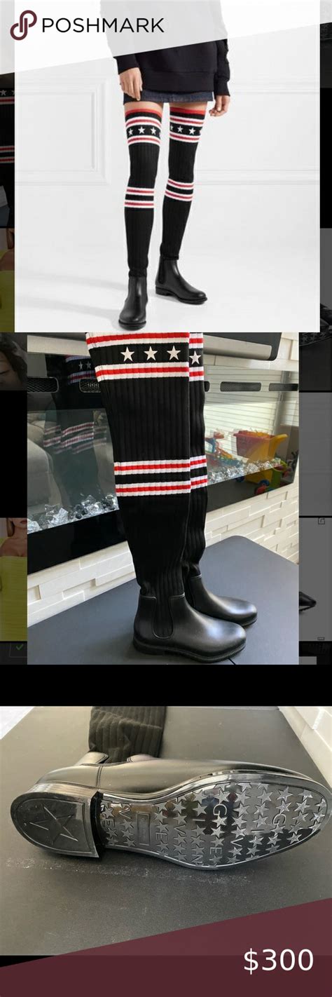 men's givenchy black boots|Givenchy thigh high sock boots.